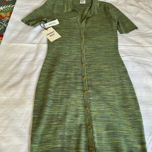 Aritzia Green Polo Collar Midi Dress BNWT